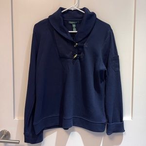 Lauren Ralph Lauren Navy Sweater with Gold Toggle NWT Size Large